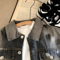 Children's denim jacket long pants two-piece set