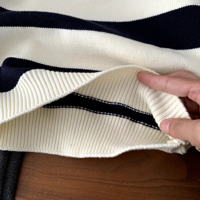 Children's striped pullover knitted sweater for girls