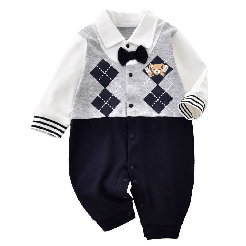 Baby Romper Cute Trendy Baby  Stylish Boy British Style Outing Crawling Suit Bodysuit