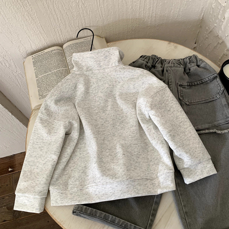 Children's half zip polo shirt long sleeved sweatshirt