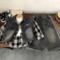 Boys' denim vest three piece set for spring and autumn