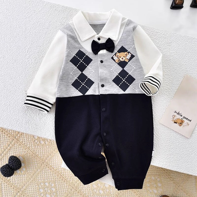 Baby Romper Cute Trendy Baby  Stylish Boy British Style Outing Crawling Suit Bodysuit