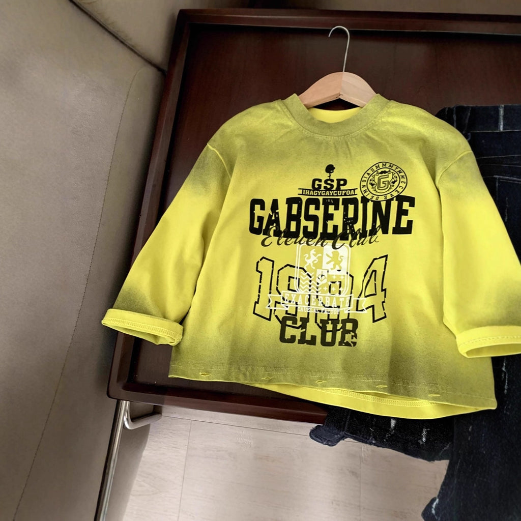 Printed top children's round neck loose hoodie long sleeved