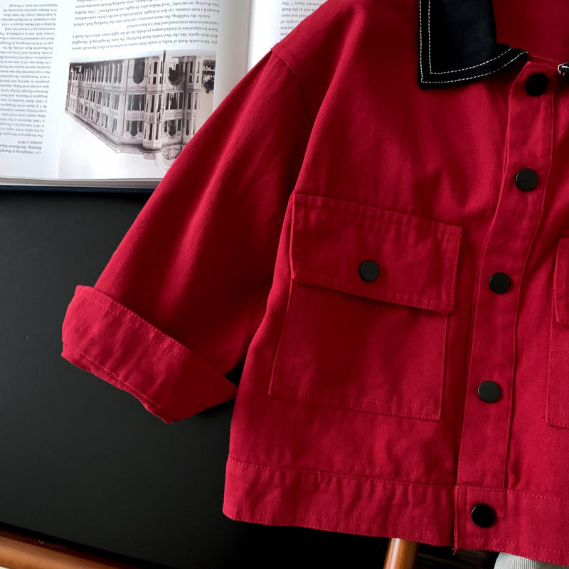 Boys' jacket contrasting collar children's clothing