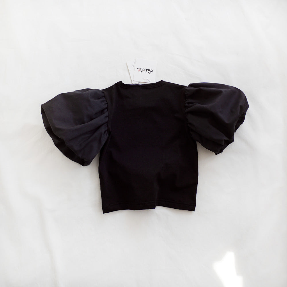 Girls Lantern Sleeve T-Shirt Dress Kids Sweet and Cool Knit Top