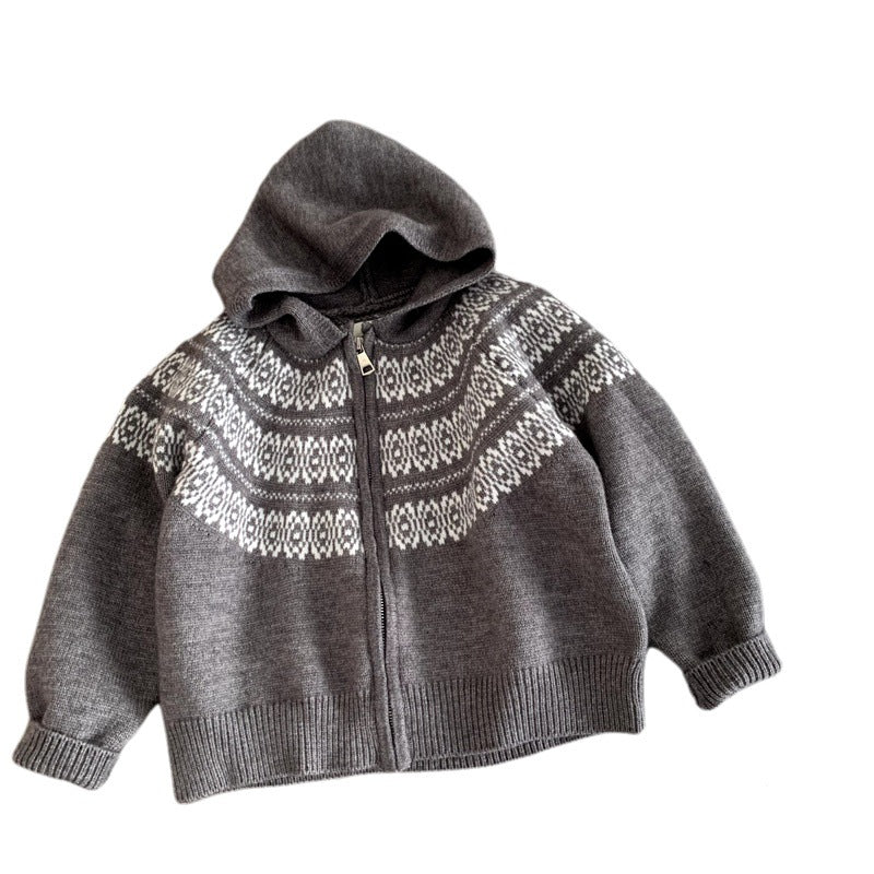 Children's knitted cardigan jacket for autumn and winter