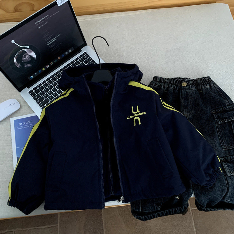 Children's Velvet Charge Coat 3-in-1 Boys' Autumn/Winter Cotton Jacket
