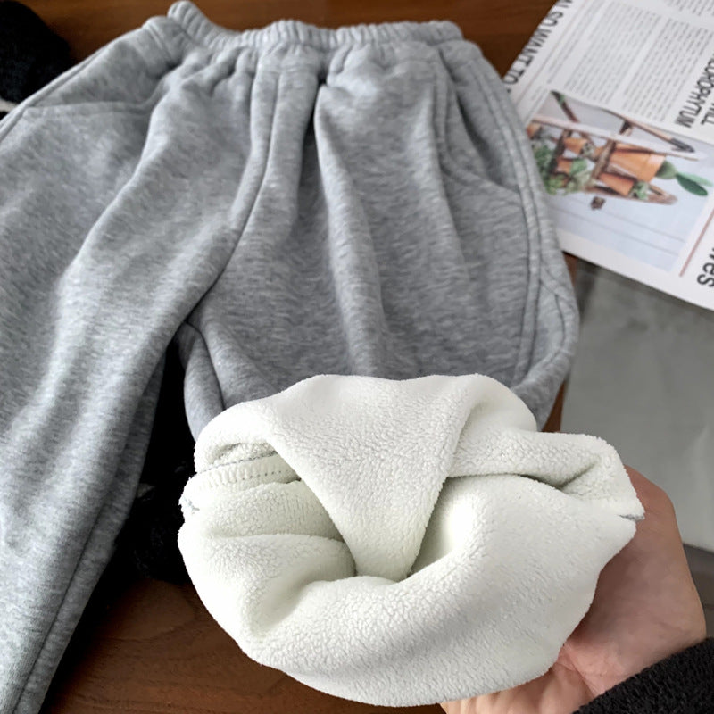 Boys' plush casual thick pants