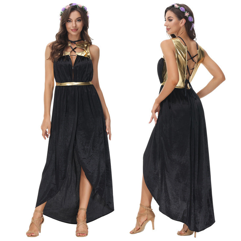 Halloween Greek Goddess Dress Classical Mythical Robe Costume for Nightclub Bar Performance Party Cosplay