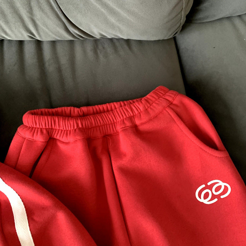 Red leisure sports two-piece set