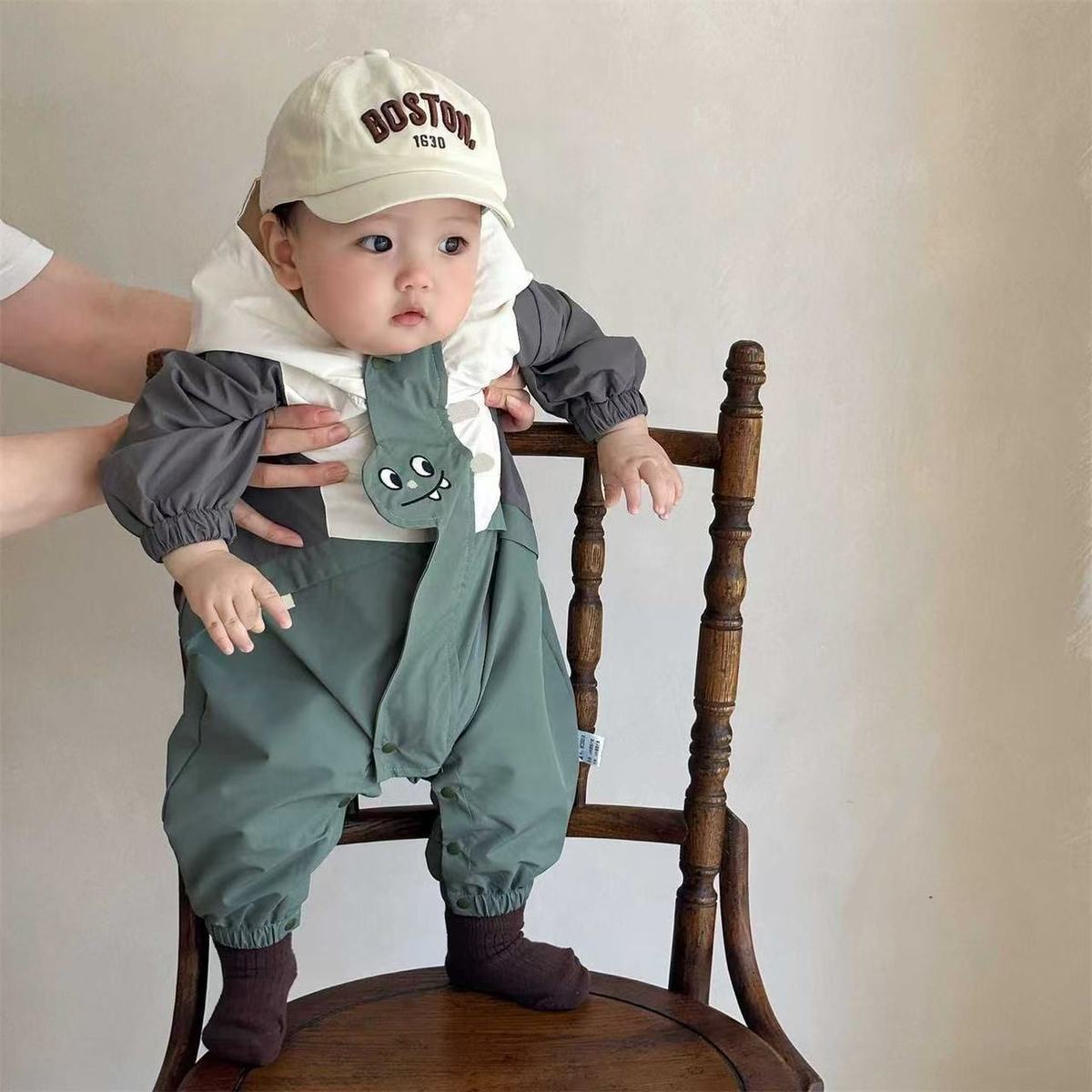 Baby Long Sleeve Overall, Boys Infant Double Layer Cute Cartoon Outdoor Romper