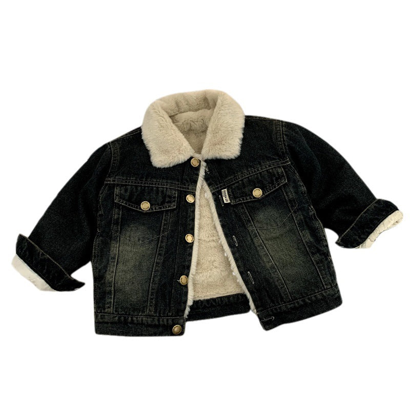 Children's denim jacket with fleece top boys' jacket