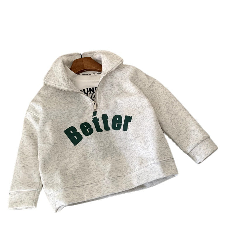 Children's half zip polo shirt long sleeved sweatshirt