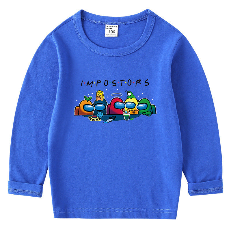 Children's cotton T-shirt with round neck and long sleeved base