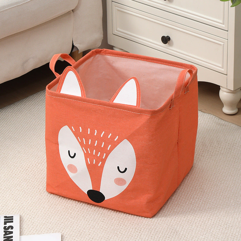 Fabric Cartoon Kids' Toy Storage Bin, Foldable Clothing Organizer & Laundry Hamper, Creative Living Room Storage Basket