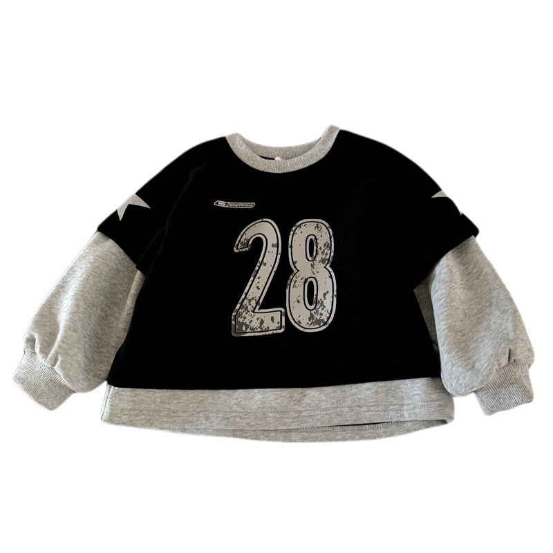 Children's hoodie fake two casual tops