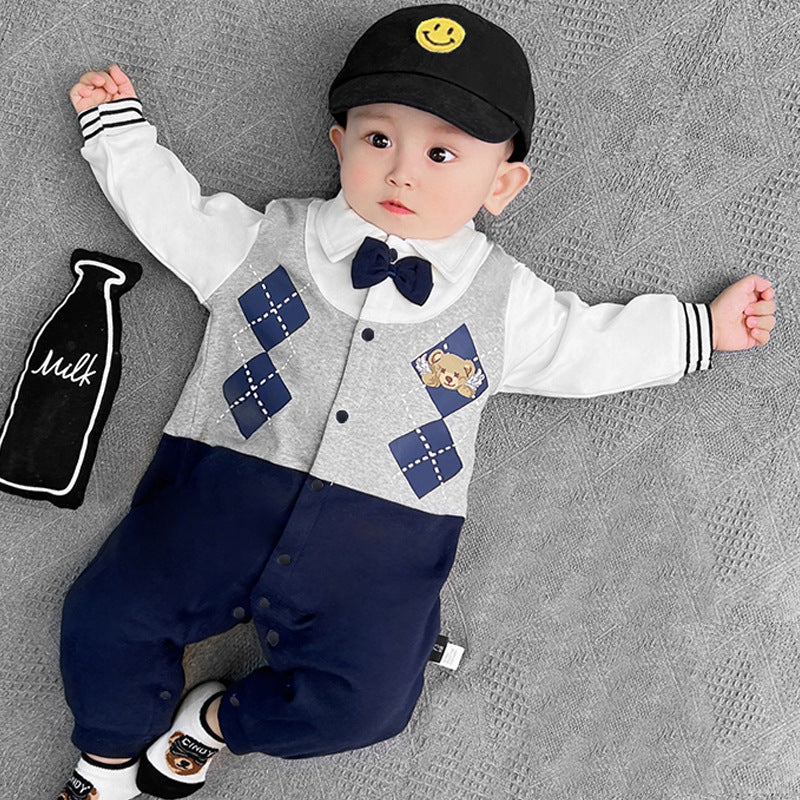 Baby Romper Cute Trendy Baby  Stylish Boy British Style Outing Crawling Suit Bodysuit