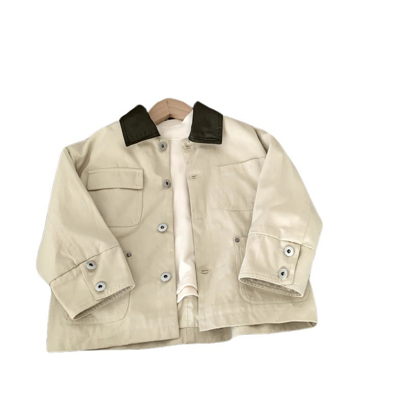 Casual retro mid length denim trench coat jacket