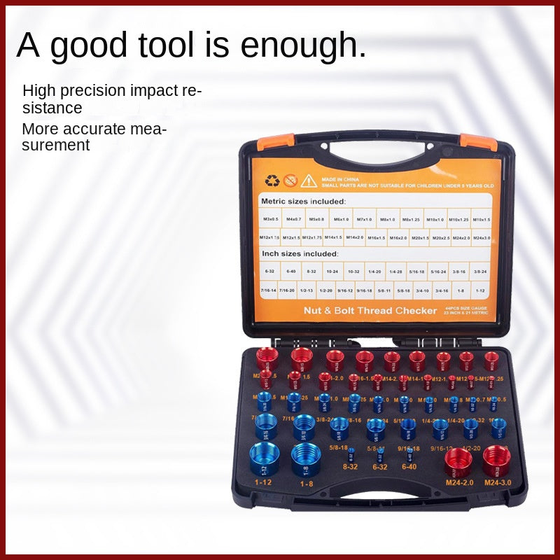 Extrusion Nut Bolt Thread Gauge Set, 44-Piece Metric and Imperial Thread Checker for Aluminum Profile Processing