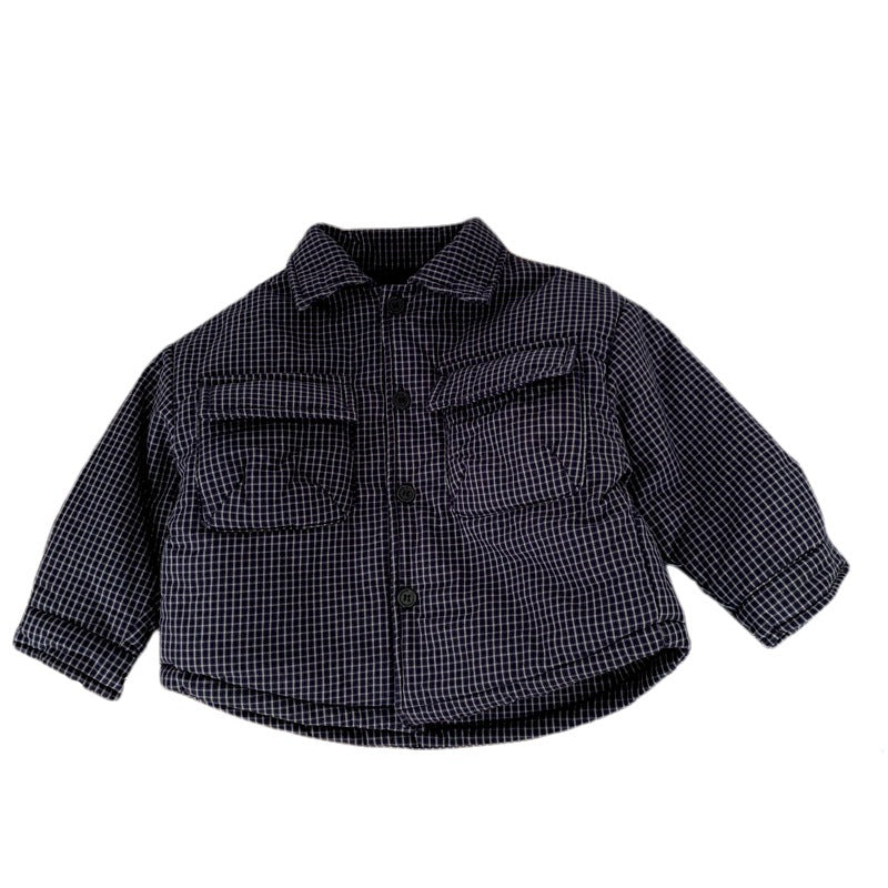 Girls' plaid cardigan casual top jacket
