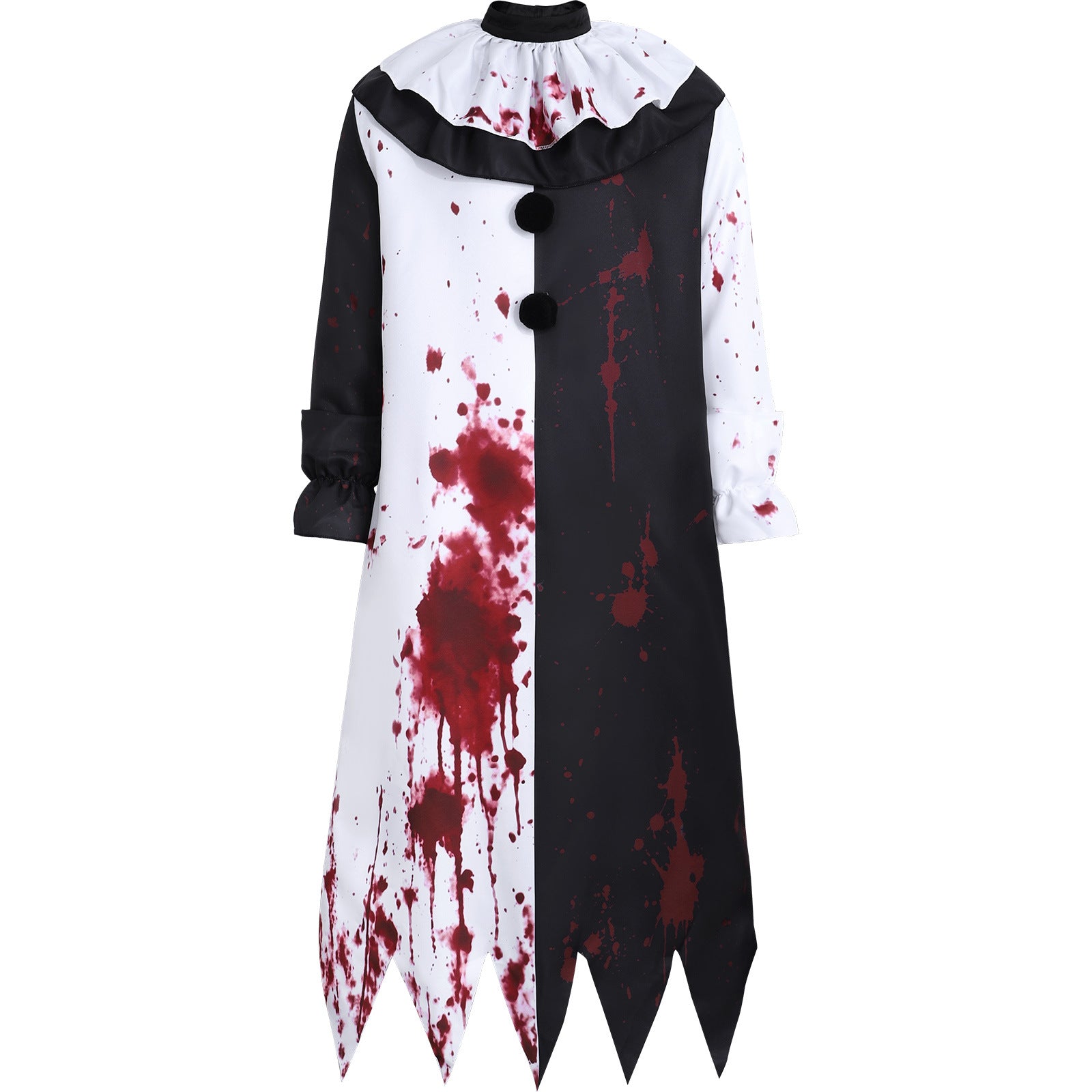 Terrifier Black and White Long Clown Robe with Blood Stain Print Men's Horror Clown Cosplay Costume