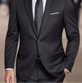 Formal Men's Suit Two-Piece Set with Double Buttons, Slim Fit, Solid Color, Wedding Tuxedo Jacket