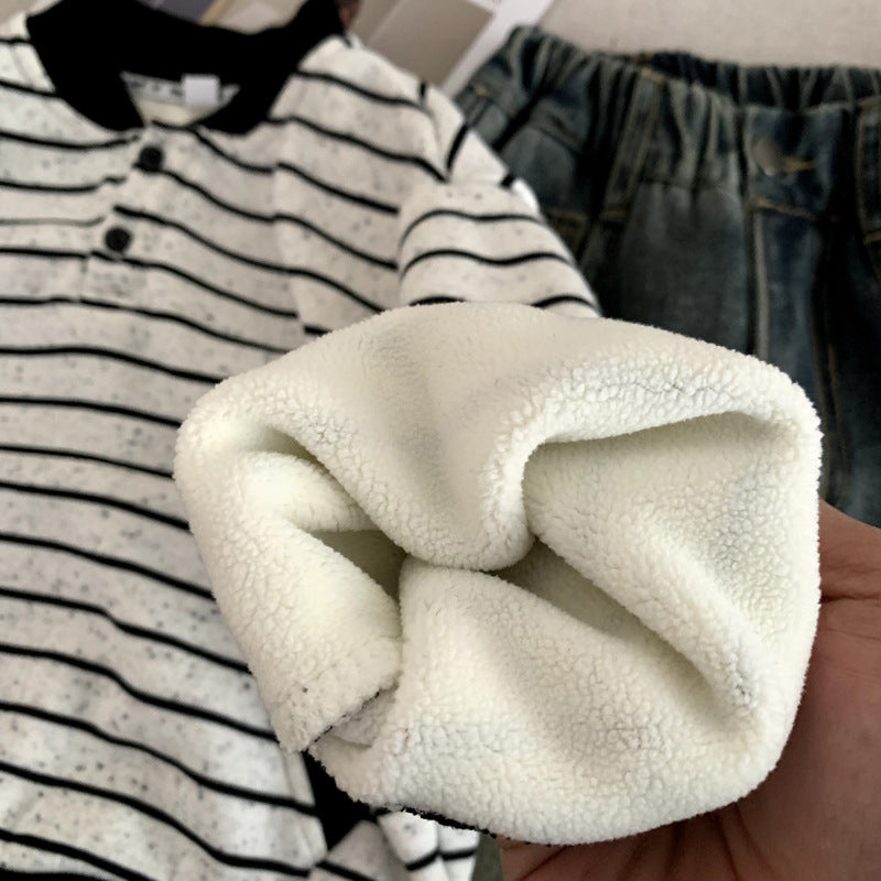 Boys' hoodie and children's top with added velvet