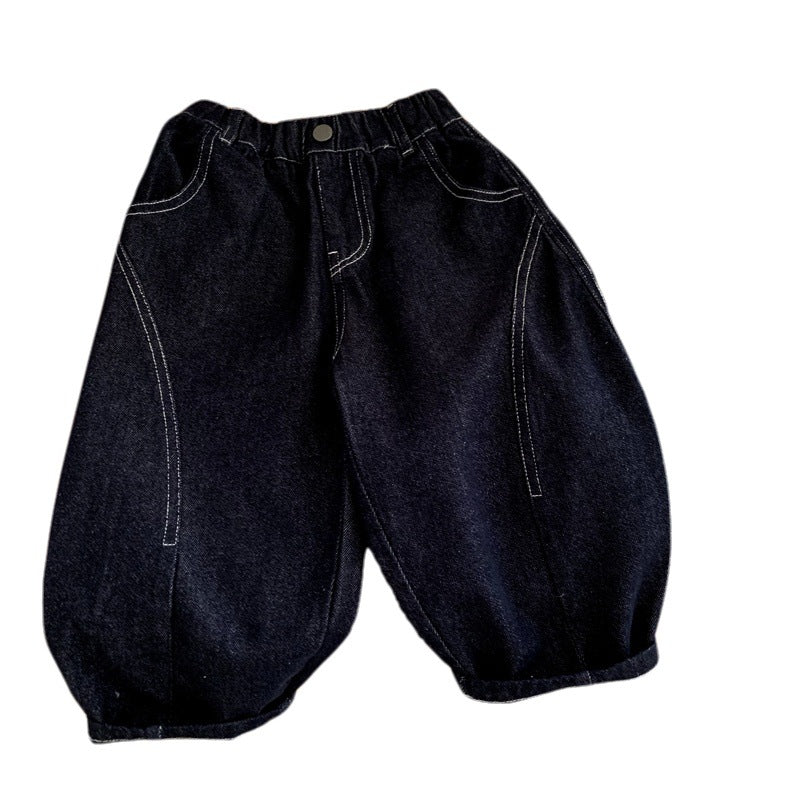 Spring and autumn casual straight leg loose curved knife jeans