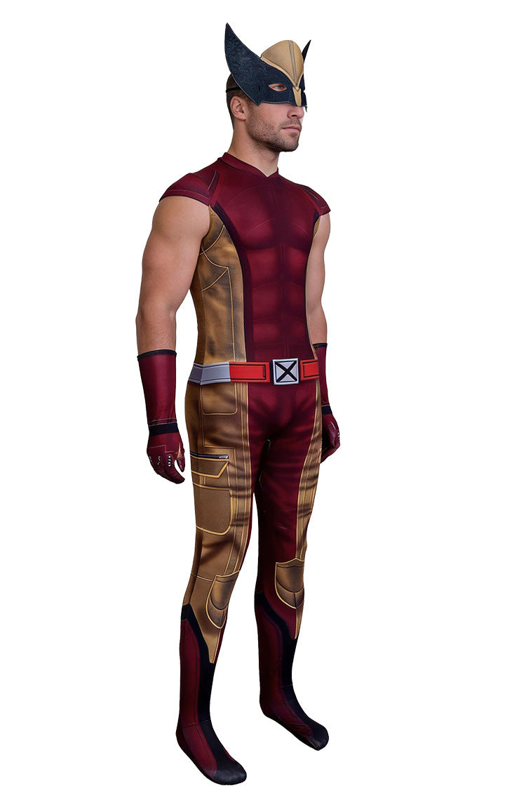 Wolverine Cosplay Costume Marvel  Sleeveless Muscular Zentai Bodysuit Halloween Costume