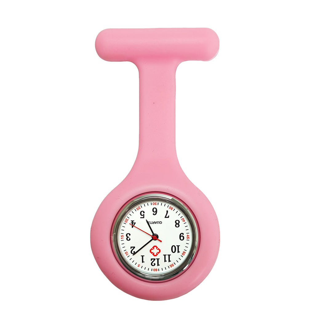 Colorful Silicone Nurse Solid Color Student Exam Pocket Watch Simple Chest Watch Round