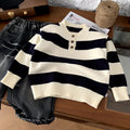 Children's striped pullover knitted sweater for girls