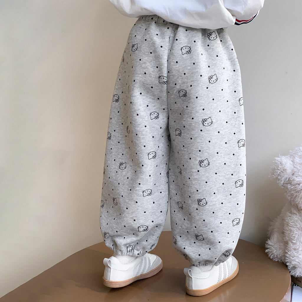 Cute Cartoon Cat Hooded Sweatpants for Girls