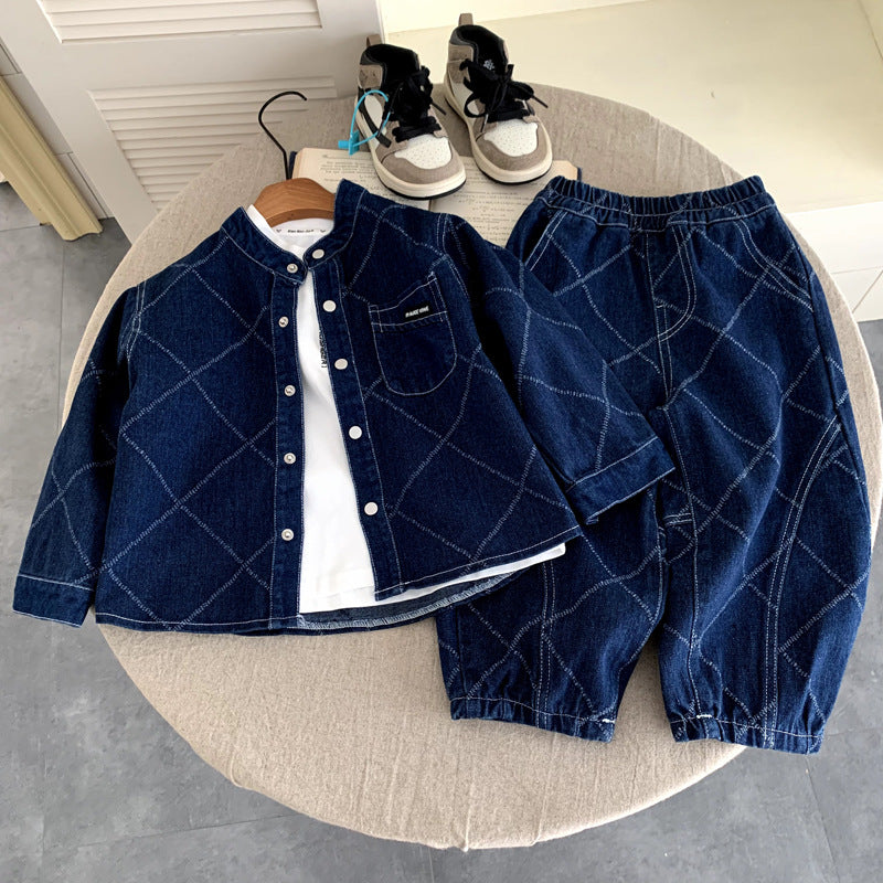 Boys' Spring and Autumn Denim Set