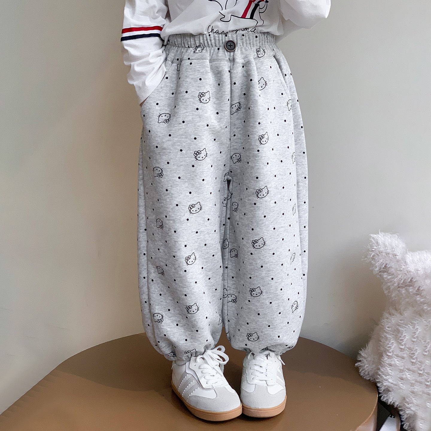 Cute Cartoon Cat Hooded Sweatpants for Girls
