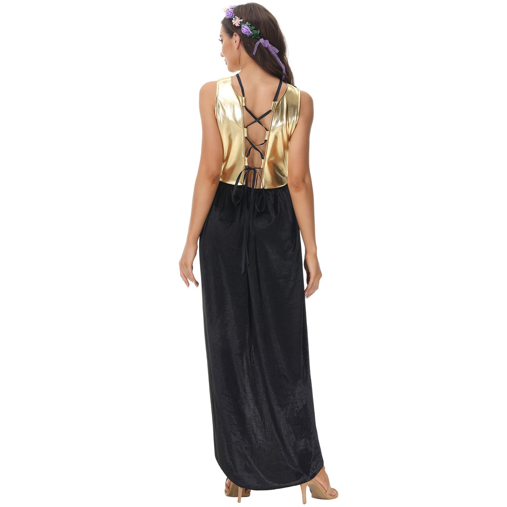 Halloween Greek Goddess Dress Classical Mythical Robe Costume for Nightclub Bar Performance Party Cosplay