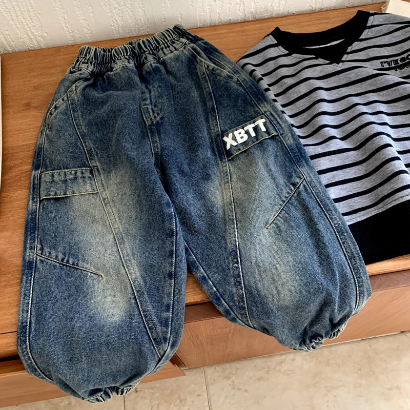 Boys' jeans autumn outfit for children