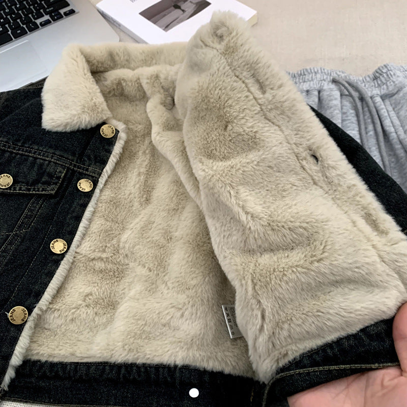 Children's denim jacket with fleece top boys' jacket