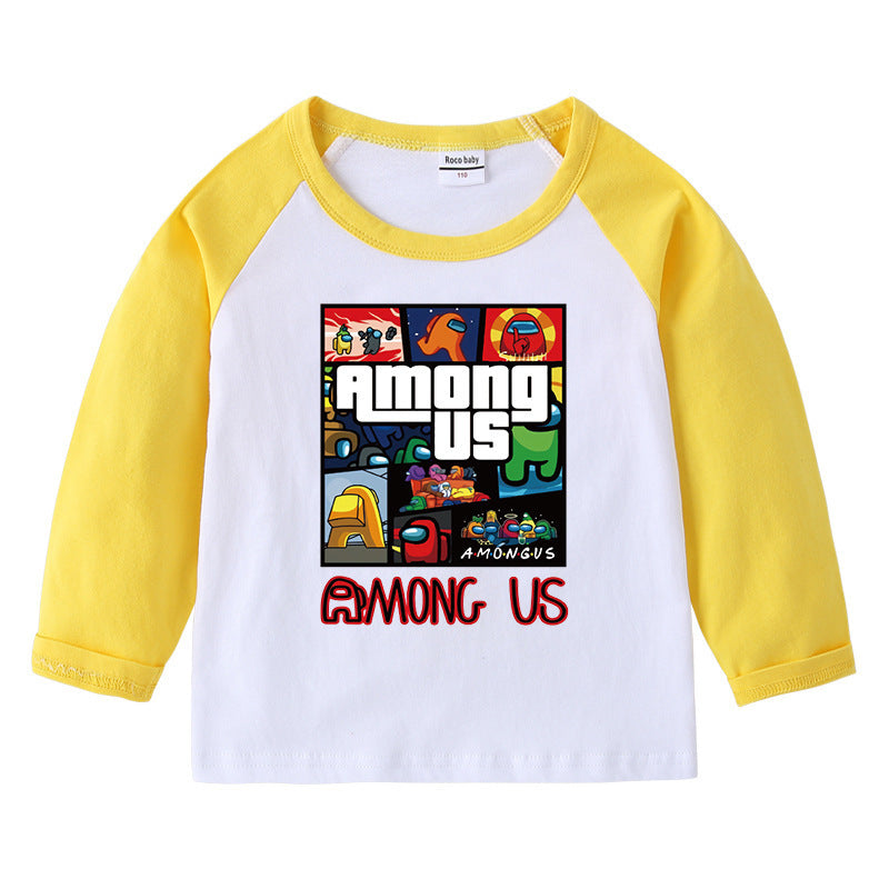 Children's T-shirt with round neck cartoon long sleeves