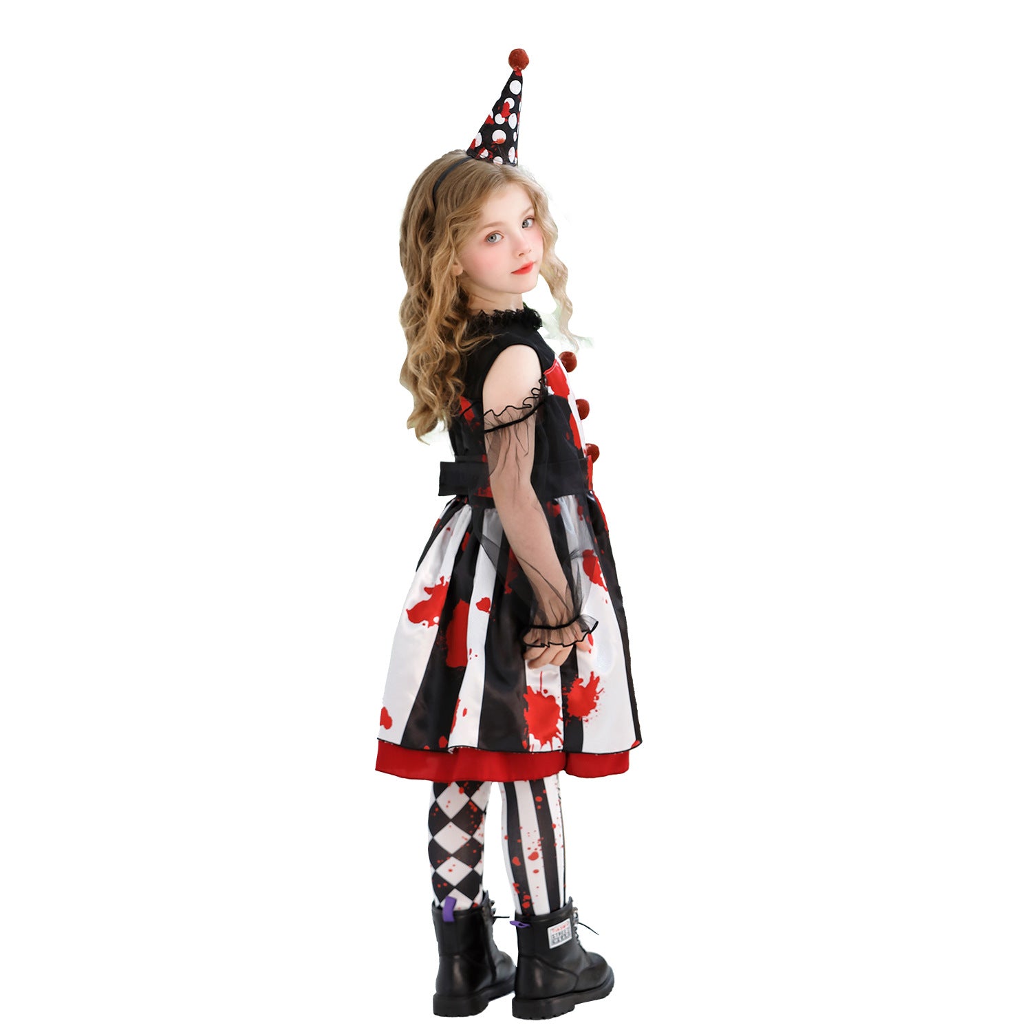 Halloween Kids Costume Clown Outfit Circus Party Funny Dress for Girls Carnival Performance Dress