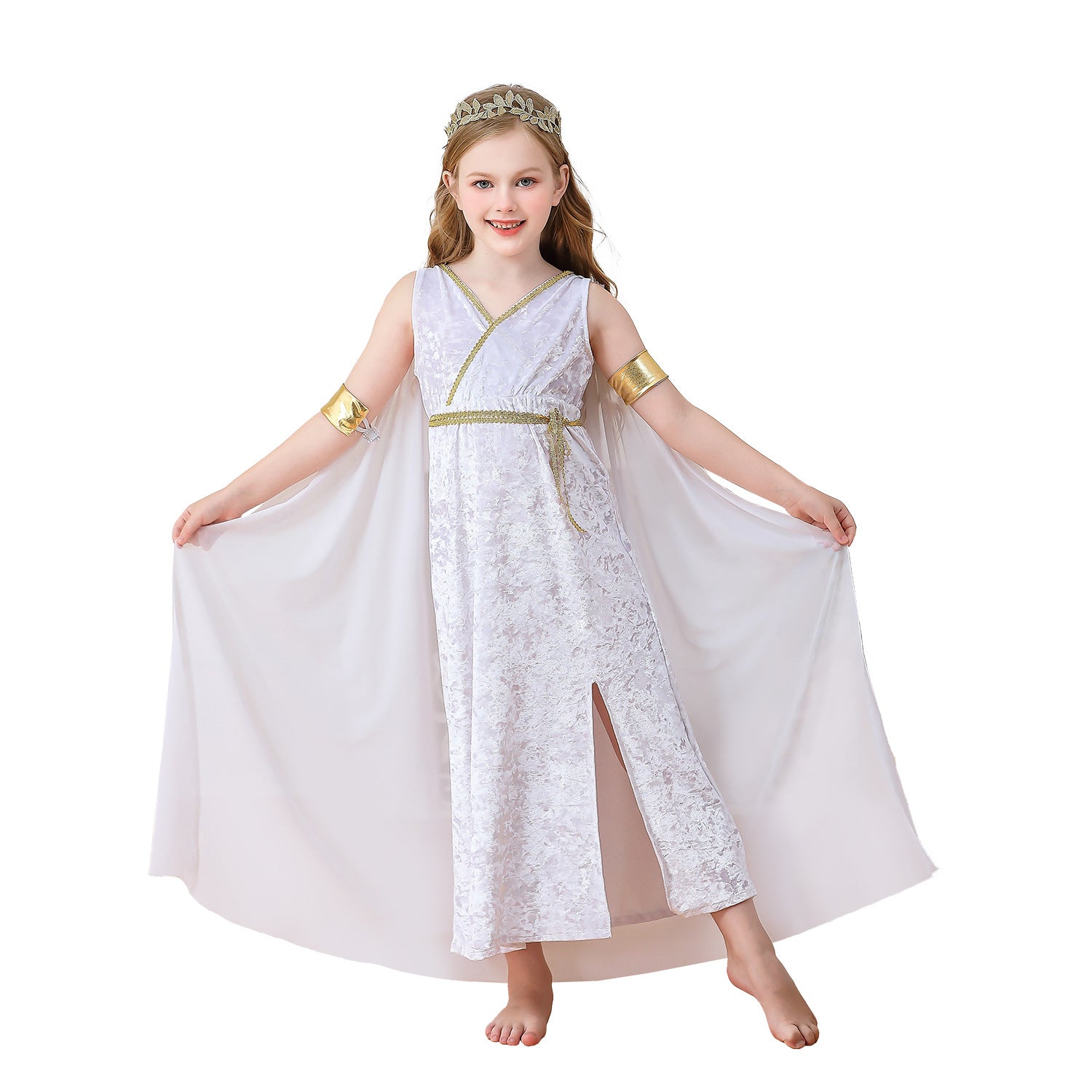 Halloween Children's Costume Greek Mythology Athena Ancient Roman Girl Toga Gown Dress Performance Outfit