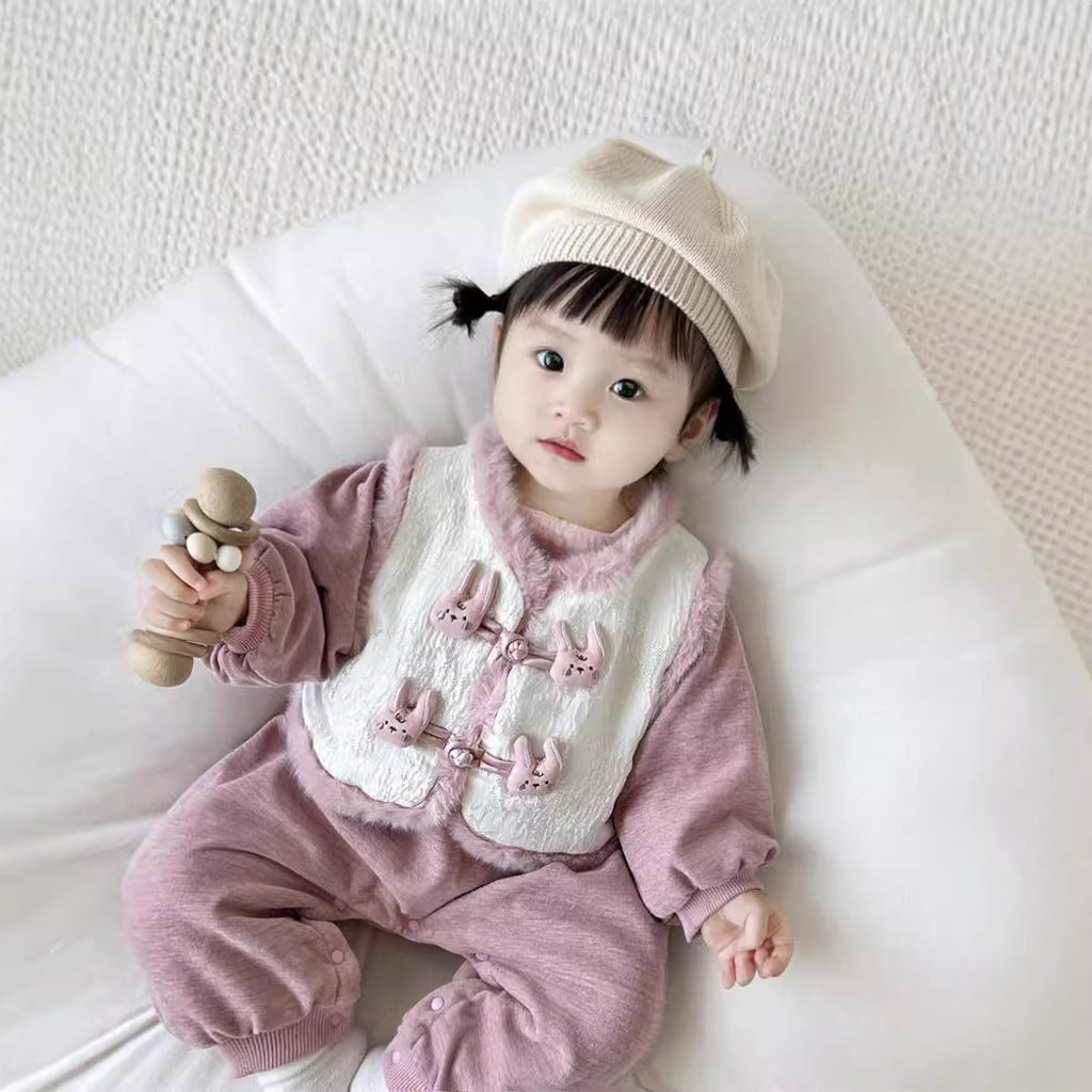 Baby One-Piece Fleece-lined Outfit Cotton-padded Warm Romper