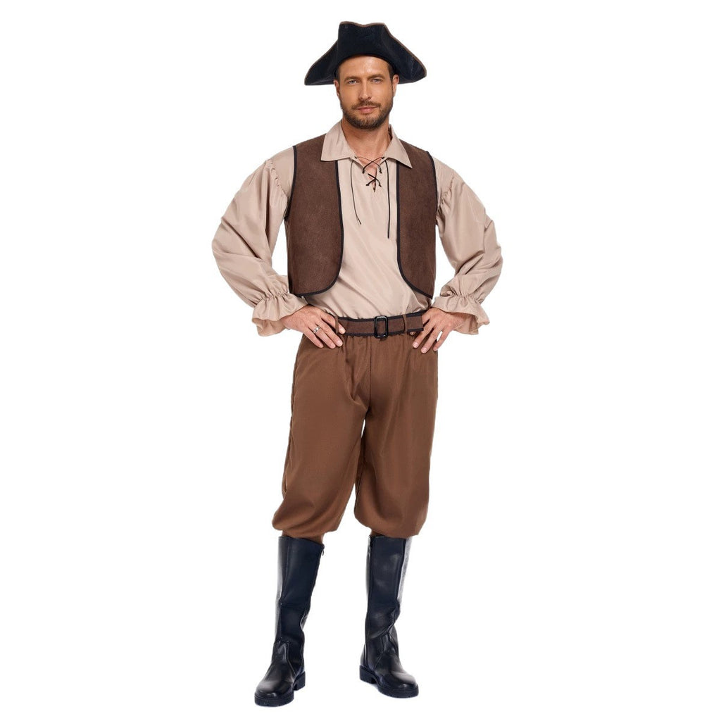 Halloween Vintage Caribbean Pirate Jack Sparrow Cosplay Costume Couple Stage Performance Outfit Set