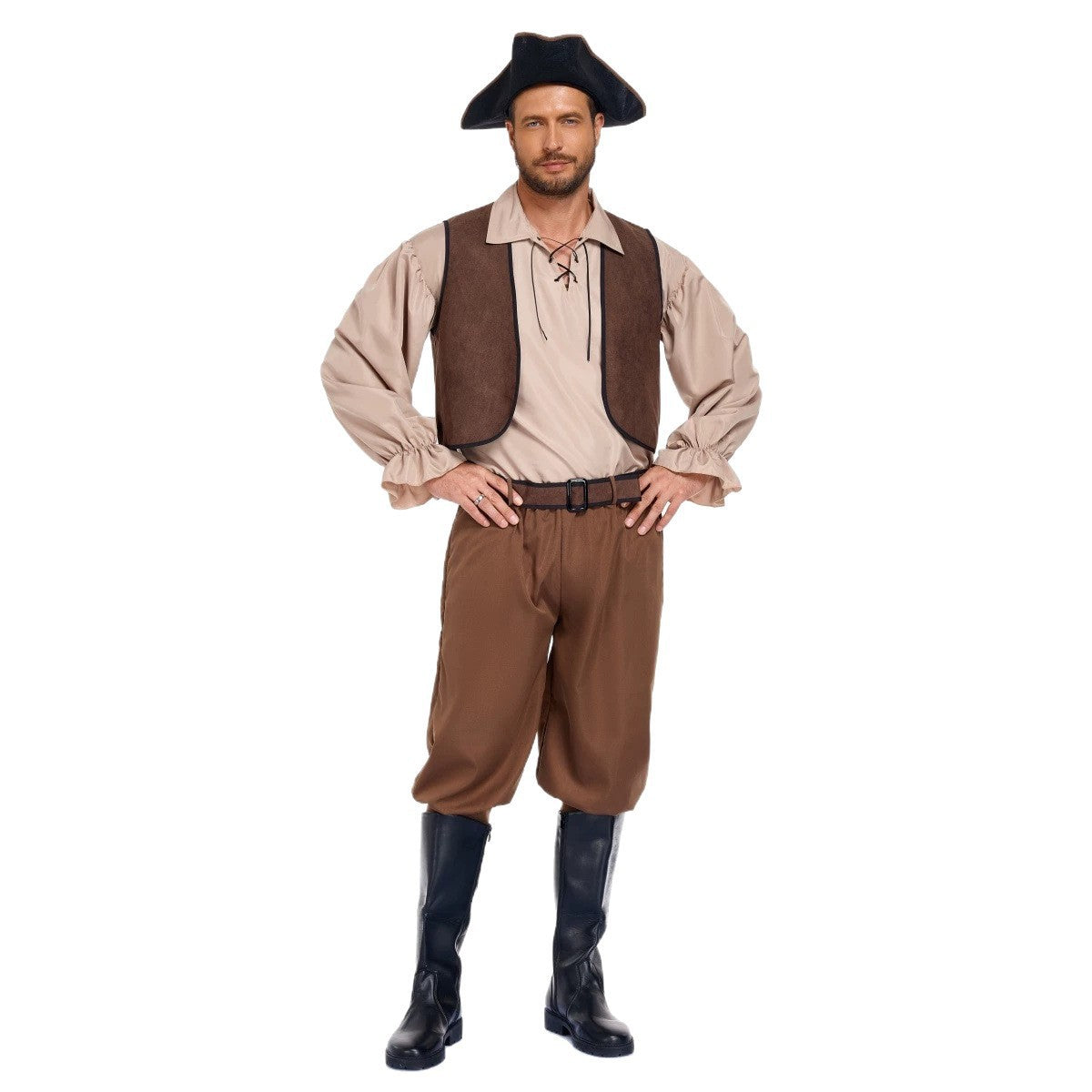 Halloween Vintage Caribbean Pirate Jack Sparrow Cosplay Costume Couple Stage Performance Outfit Set