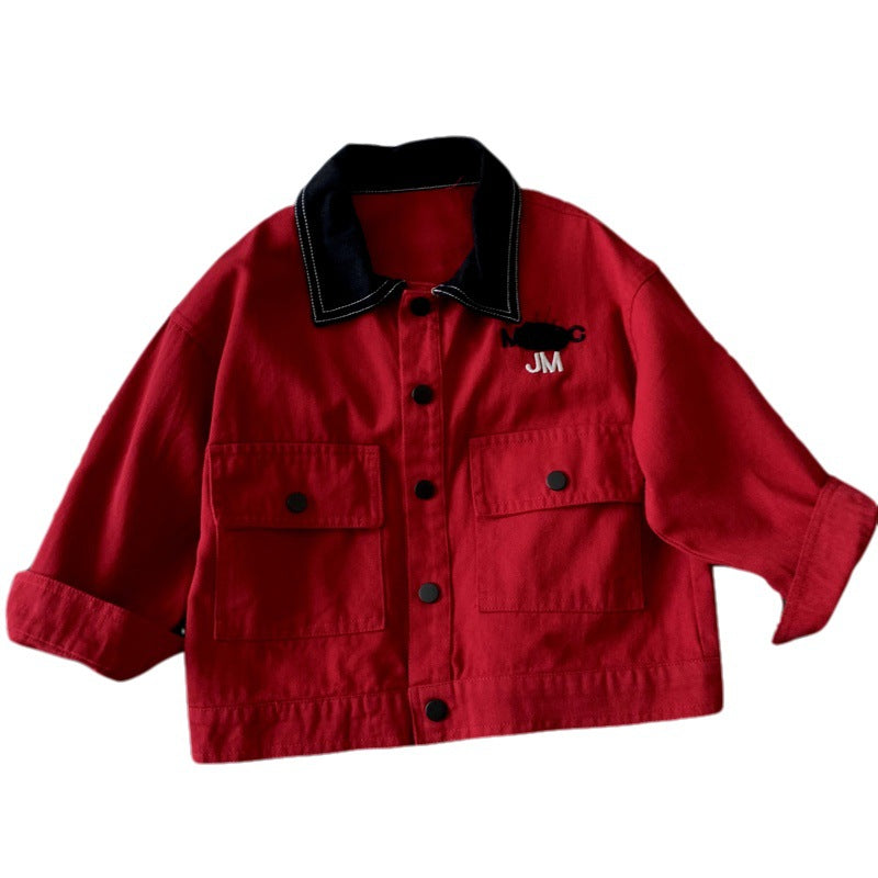 Boys' jacket contrasting collar children's clothing