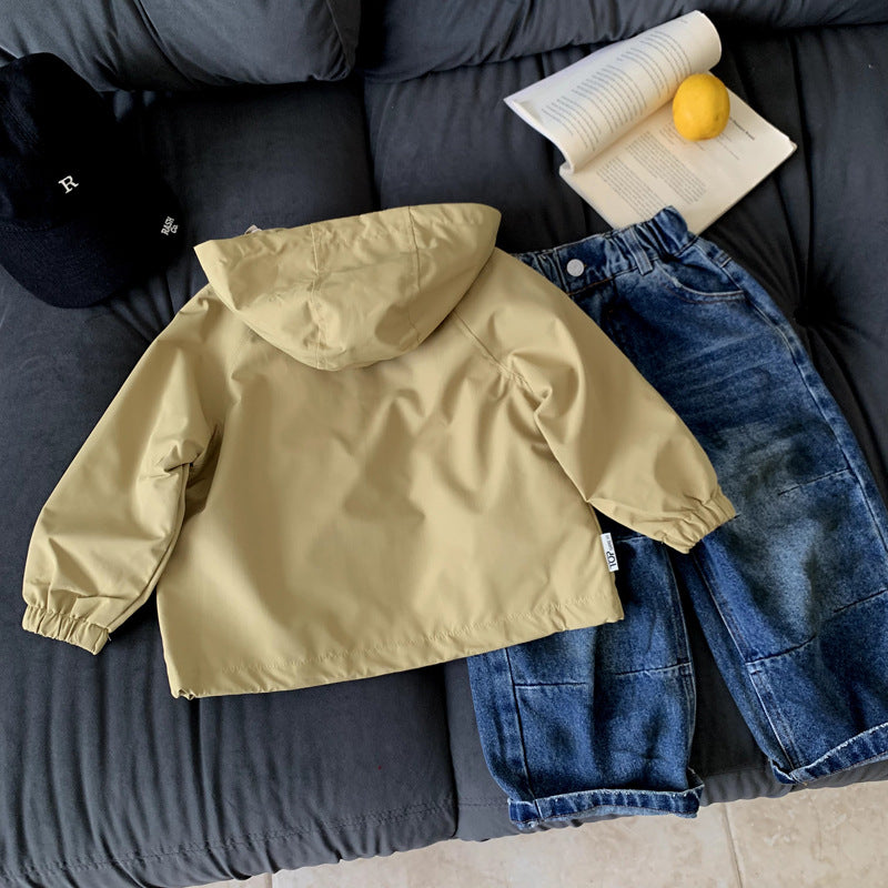 Casual hooded windbreaker for boys in spring and autumn baby jacket