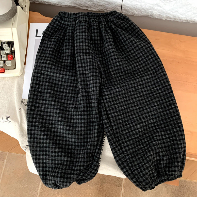 Boys' autumn and winter pants with thickened fleece