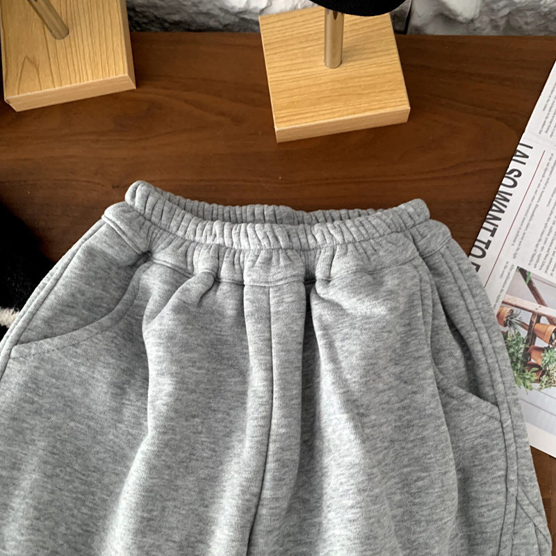 Boys' plush casual thick pants