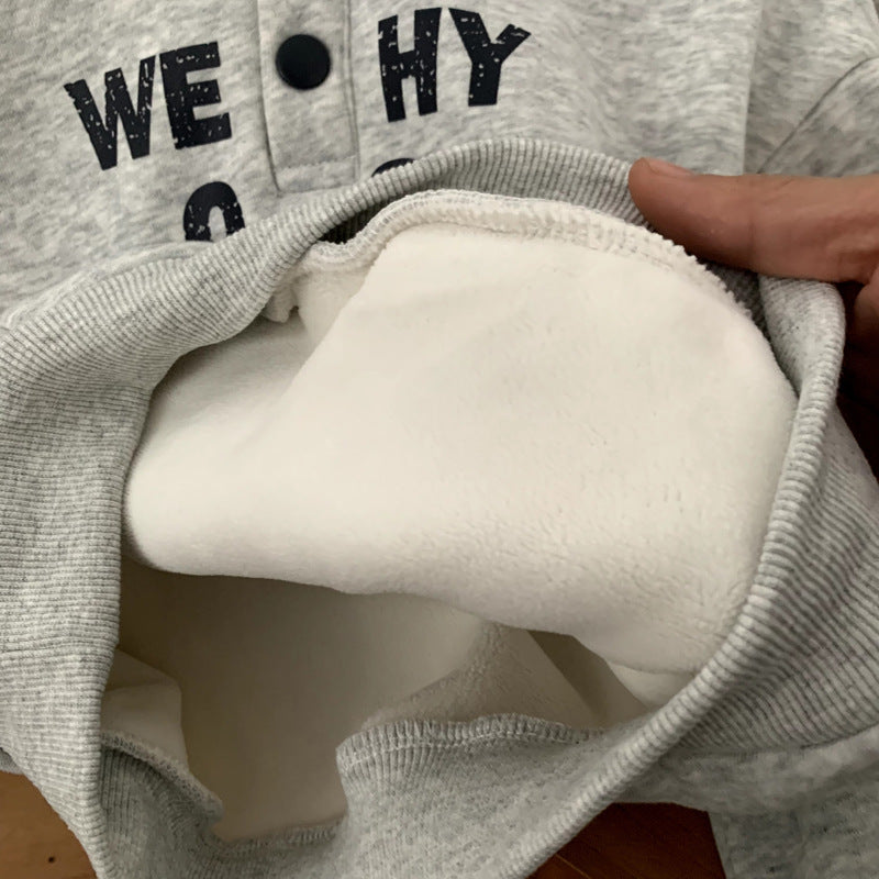 Children's fleece hoodie with thickened warm cover for autumn and winter