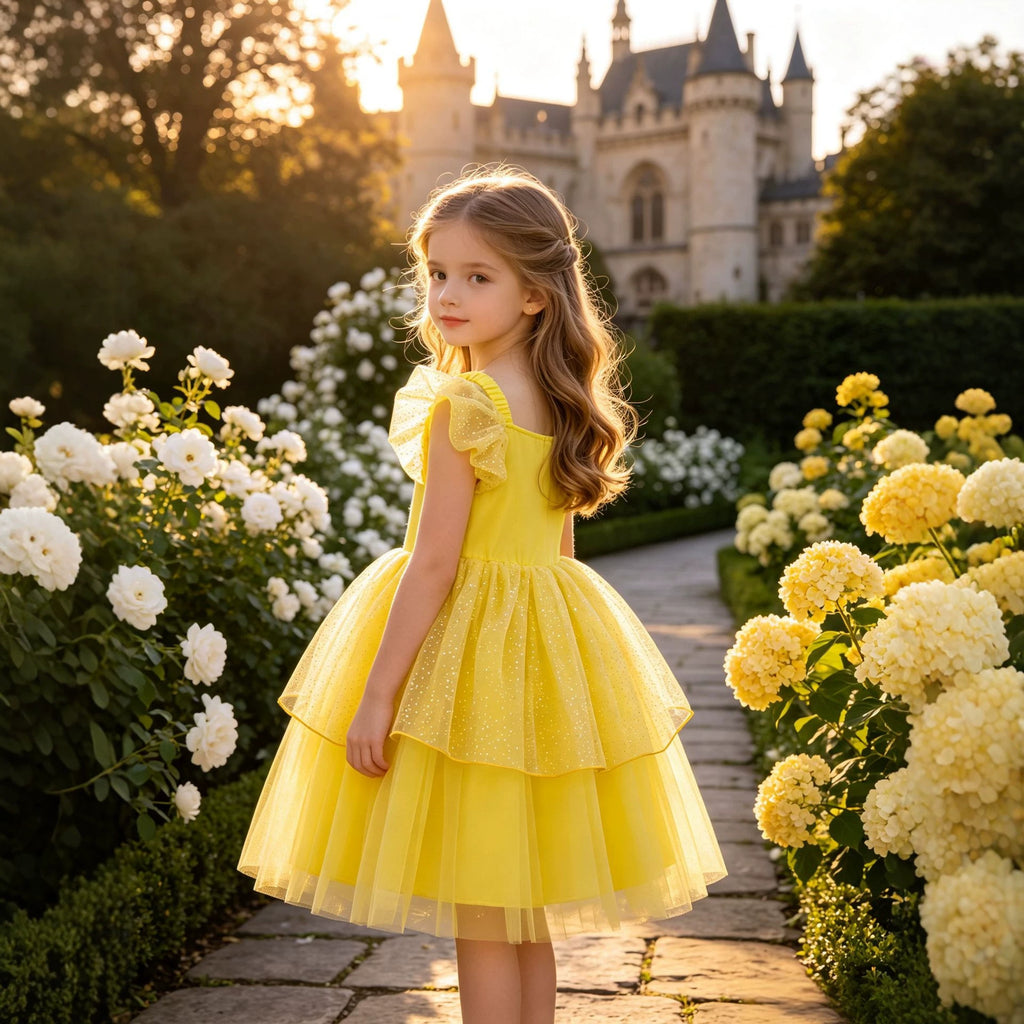 Cinderella Princess Dress for Girls, Children's Tulle Ball Gown, Beauty and the Beast Inspired Costume, Birthday Party Dress