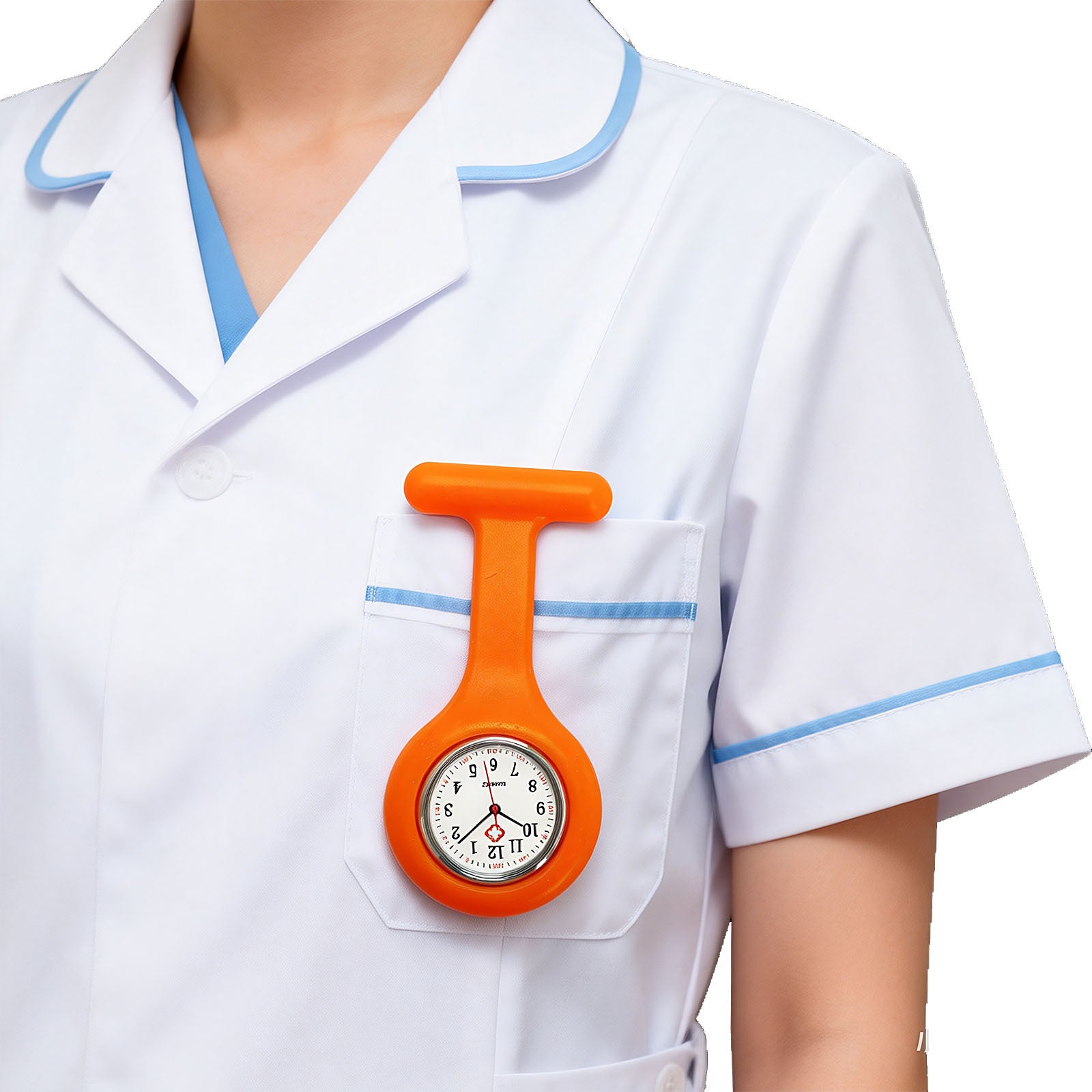 Colorful Silicone Nurse Solid Color Student Exam Pocket Watch Simple Chest Watch Round